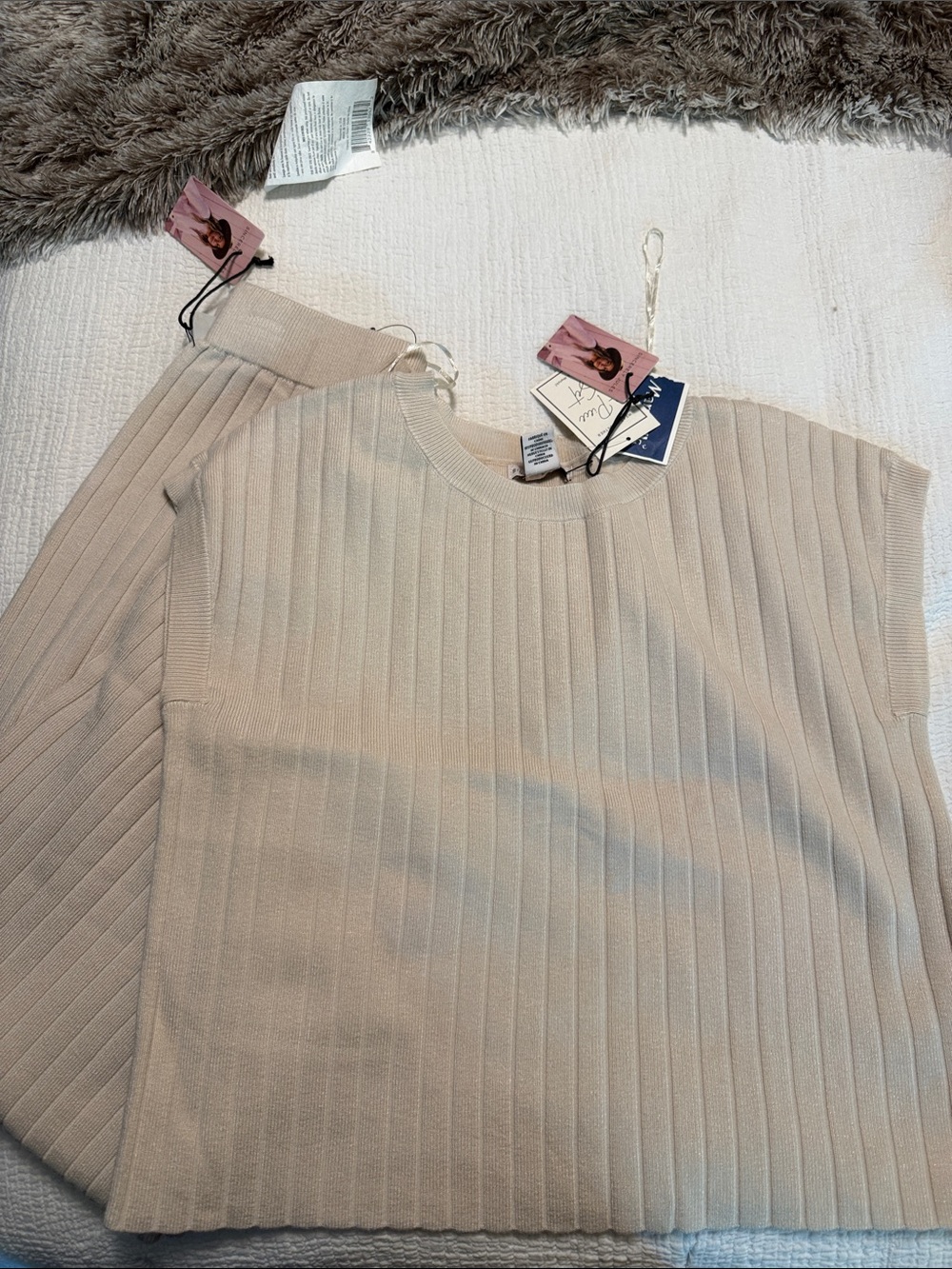 Sincerely Jules Beige Ribbed Knit Two-Piece Set